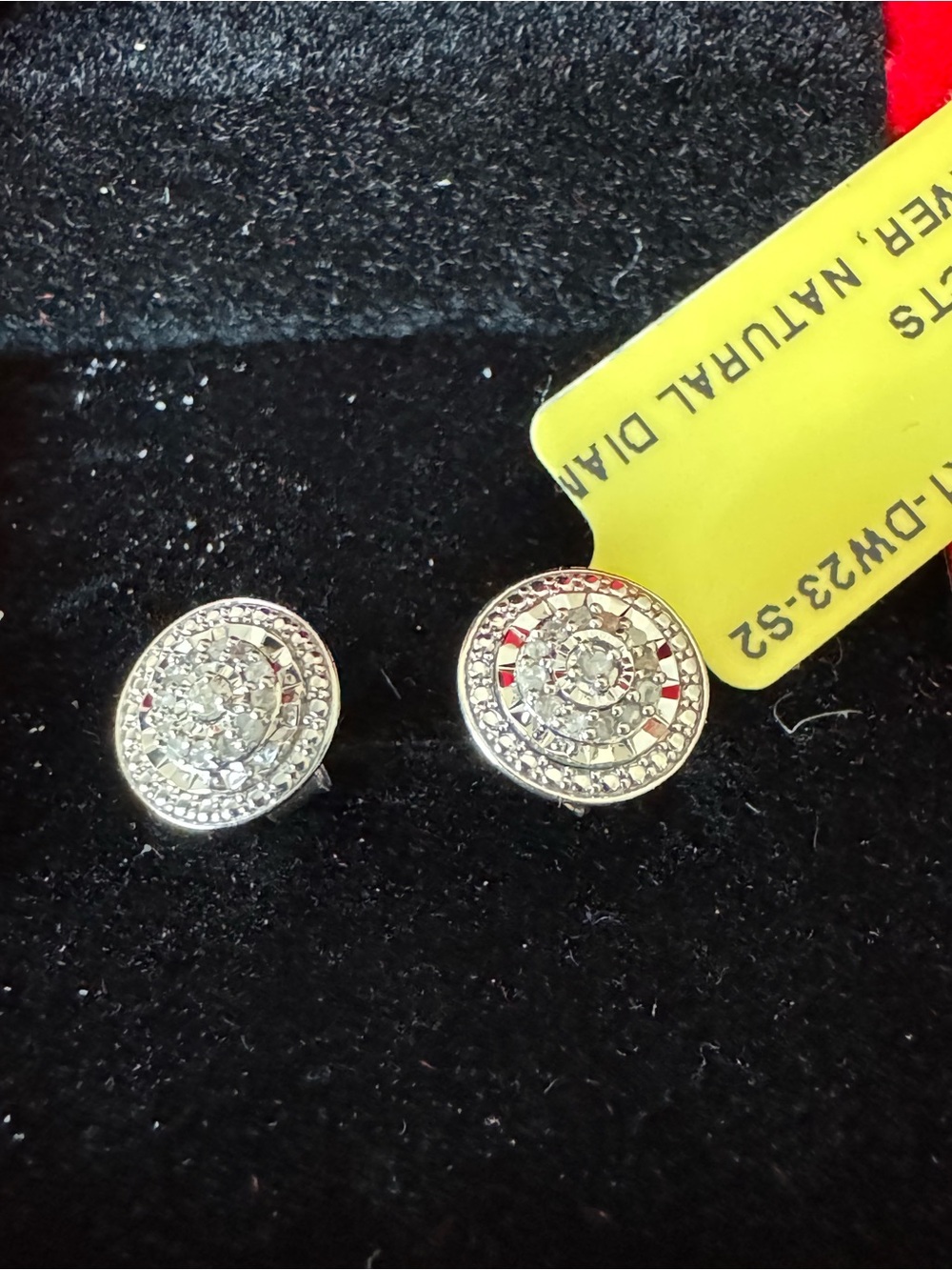 Diamond Halo Round Stud Earrings in sterling silver